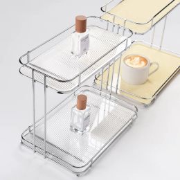 Racks Thickened Acrylic Wrought Iron Desktop Rack Tea Set Cup Holder Dressing Table Cosmetic Toilet MultiLayer Storage Rack