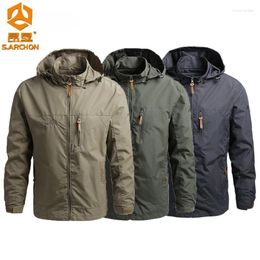 Men's Jackets Tactical Charge Jacket Men Windproof Waterproof Multi-Pocket Hooded Coat Outdoor Hiking Camping Climbing Plus Size S-7XL