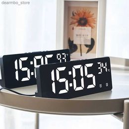 Desk Table Clocks Temperature Date Electronic Clock Multi functional Home Digital LED Clock Voice Control 12/24H Bedroom Display Table Clock24327