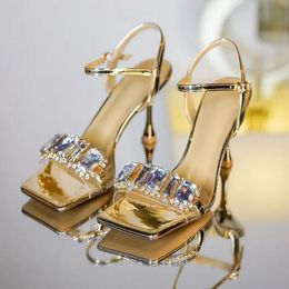 French high heels sandal summer open-toed stilettos sandal women's sexy temperament Crystal high heels Party wedding women's high-heeled sandals