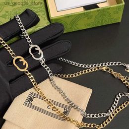 Pendant Necklaces Luxury 925 Silver Necklace Fashion Girl Charm Jewelry New Autumn Boutique Pendant Necklace Gold Plated Classic Brand Letter Long Chain Y240327