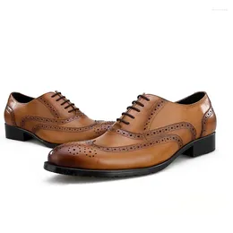 Dress Shoes Quality Black / Brown Oxfords Mens Wedding Genuine Leather Business Male Social