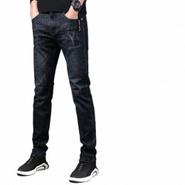 men Winter Thermal Jeans Snow Warm Stretch Straight Jeans Man Fleece Denim Lg Pants Cool N Leg Slim Fit Blue Trousers r0KM#