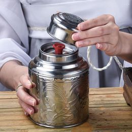 Storage Bottles Food Jar Tea Metal Container With Lid Stainless Steel Leaf Wrapping Canister