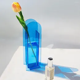 Vases Break Resistant Compact Gift Living Room Semitransparent Decorative Acrylic Vase Floral Container Home Decor