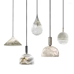 Chandeliers Natural Marble Series LED Lamparas Colgantes Para Techo Chandelier Suspension Luminaire Lampen Hanging Lamps For Dinning Room