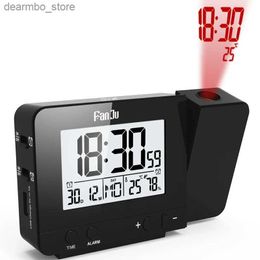 Desk Table Clocks 12/24Hours Table Clock Always on Projection Clock With USB / Battery Power 4 Group Eye protection Backlight Black/White Color24327