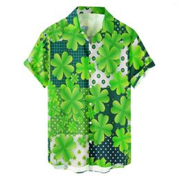 Men's Casual Shirts Mens' Beach Blouses St. Patricks Day Print Shirt Turndown Collar Short Sleeve Blouse Summer Cardigan Lapel Thin Tops