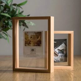 Frame Wooden Picture Photo Frames Table Display Double Side Pressed Flower Frames Plant Specimen Herbarium Clip Double Glass Frame