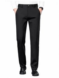 veet Men's Busin Trousers Embroidered Straight Pants Adult Male Fi Formal Ocn Leisure Official Suit Pants U7KZ#