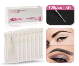 100pcs 3RL Permanent Makeup Eyebrow Needle 1R 5R 5F 7F Makeup Eyebrow Lip Needles Prong Needle Sterilised for machine1192411