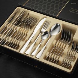 Dinnerware Sets Silver Cutlery Gold Cover Gift Box Dinner Set Year Gifts 2024 Glasses Of Wine For Home 24 Piece Spoon Tourism Tableware