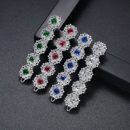 New Retro hair clip Europe and America popular one line hair clip full diamonds Coloured zircon Barrettes wedding party Jewellery Valentine's Day birthday gift spc