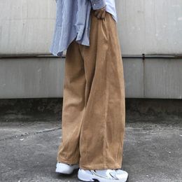 Men's Pants Men Corduroy Drawstring Waist Trousers Japanese Style Retro Wide Leg With Elastic Deep For Casual