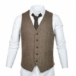 men's wool vest men's herringbe slim fit suit vest men's wedding busin tuxedo vest Z3YI#