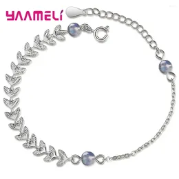 Link Bracelets Exquisite 925 Sterling Silver Crystal Bracelet For Elegant Women Christmas Romantic Tail Fin Shape Chain Bangles Jewellery