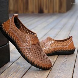 Casual Shoes Mens Summer Breathable Mesh Big Size 46 Men Leather Sneakers Male Trendy Driving Loafers Man Moccasin Boys