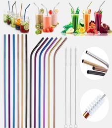 Reusable Metal Drinking Straws Stainless Steel Home Party Bar Accessories Straight Bent Tea Coffee Drinking For Tumblers Mason Jar8666093