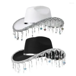 Berets Party Sequins Star Fringe Cowboy Hats Adult Masquerades