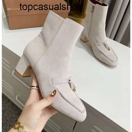 Loro Piano LP LorosPianasl Suede Designer Women Ankle Boots Fashion Leather Tasell Women Short Boot Runway High Heels Party Dress Booties Autumn Winter