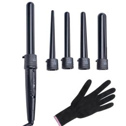 Irons 5 in 1 Hair Curling Iron Wand Set Crimp Corrugation 932mm Crimper with Interchangeable Curler Roller Tongs Salon Hair Waver