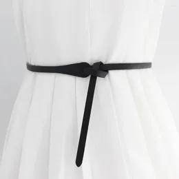 Belts Knot For Women Soft Leather Belt Black Coffee Straps Wild Long Dress Coat Accessories Lady Waistband