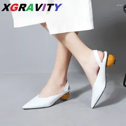 Dress Shoes XGRAVITY 2024 V Design Women Fashion Pointed Toe Shoe Ladies Summer High Heel Sandals Abnormal Heels A088