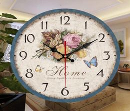 3D Vintage Wall Clock Silent Wood Clock Europe Style Large Wall Clocks Home Watch Time Kitchen Bedroom Living Room Home Decor3271294