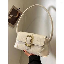 Drawstring Fashion Women Shoulder Bags Solid Colour Stone Pattern Underarm 2024 Elegant Lady Commuter Phone Wallet Bag