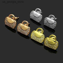 Charm Top Quality Women Designer Ear Studs Luxurious Titanium Steel Bag full of diamond earrings Trendy Jewellery Y240327