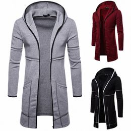 2022 Fi Mens con cappuccio Solid Top Trench Giacca Cardigan manica Lg Outwear Camicetta di alta qualità quotidiana calda felpa Q1Ag #