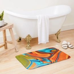 Mats vivid modern Southwest hipster turquoise orange swirls Bath Mat Bathroom Kit Bathroom Use QuickDrying Bathroom Mat