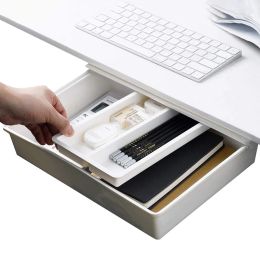 Drawers Self Adhesive Under Desk Drawer Hidden Storage Box Makeup Organiser Self Stick School Stationery Case Pencil Tray Pen Holder