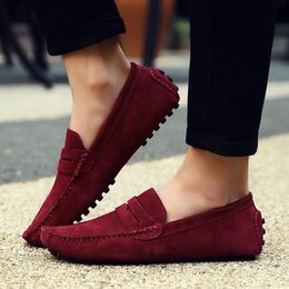 Men Casual Shoes Espadrilles Triple Black White Brown Wine Red Navy Khaki Mens Suede Leather Sneakers Slip On Boat Shoe Outdoor Flat Driving Jogging Walking 38-52 A080