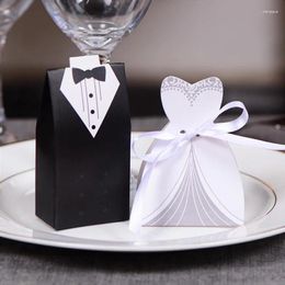 Gift Wrap 20pcs White Bride & Black Groom Wedding Candy Box Engagement Party Guest Gifts Favours Souvenirs Thank You Chocolate Boxes B027