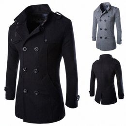 mens Overcoat Trench Coats Winter Male Pea Coats Double Breasted Wool & Blends Coat Brand Clothing W01 e1TR#