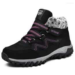 Walking Shoes Winter Women's Snow Boots Leather Women Warm Thick Plush Waterproof Female Wedge Non-Slip Sneakers