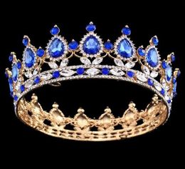 Pageant Full Circle Tiara Clear Austrian Rhinestones King Queen Crown Wedding Bridal Crown Costume Party Art Deco5985385