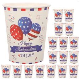 Disposable Cups Straws 48 Pcs American Flag Paper Cup Independence Day Coffee Party Serving Flatware 4th July Theme Decorate