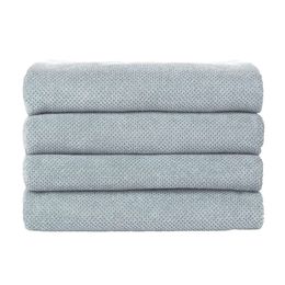 Home by Nate Berkus 100% Cotton Texture Rice Weaving Bath 4 | Soft and Absorbent Solid Color Bathroom Towel Set of 4, Pearl Blue (light Blue)