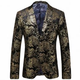 2023 Fi New Men's Casual Boutique Busin Slim Fit Persality Brzing Banquet Dr Suit Blazers Jacket Coat Y04j#