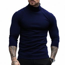 half High Neck Men Solid Lg Sleeve T-Shirts Spring Autumn New Male Clothes Tees Versatile Fi Basic Bottoming Casual Tops w2zp#