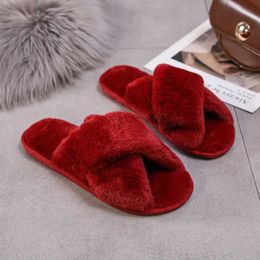 Slippers Slippers Fluffy Furry Women ome Plaorm Men Winter Plus Slides Indoor Fuzzy Lovely Coon Soes 20024 H24032691JJ