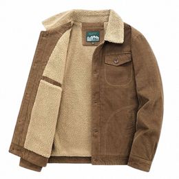 high Quality Corduroy Cott Jacket For Men Winter Plus Veet Jacket Casual Tooling Parka Retro Short Lamb Plush Coats c1pl#