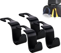 Car Seat Headrest Hook 4 Pack Hanger Storage Organiser Universal for Handbag Purse Coat fit Universal Vehicle Car Black S Type