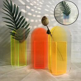 Vases Modern Acrylic Vase Colorful Contemporary Design Floral Container Decoration For Home Office