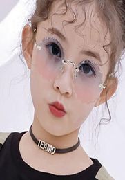 Retro Sunglasses Children round wavy flowers Frameless Sun Glasses For GirlBoy Brand Designer Eyewear UV4004586895