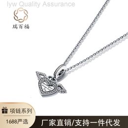 Designer pandoras necklace Pan Family S925 Silver Heart Angel Wings Necklace Versatile Pendant Valentines Day Gift