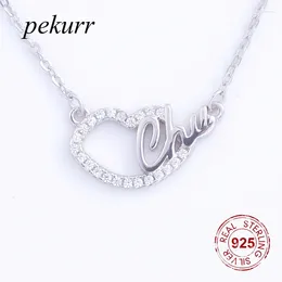 Pendants Pekurr 925 Sterling Silver CZ Hollow Sexy Lips & Letter Necklace For Women Pandents Geometric Choker Jewellery Gifts