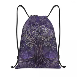 Shopping Bags Custom Tree Of Life Yggdrasil Amethyst Drawstring Bag For Training Yoga Backpacks Men Women Vikings Sports Gym Sackpack